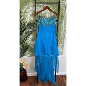 NWT Juliet Turquoise Sequin Beaded High-Low‎ Gown | Prom Homecoming L